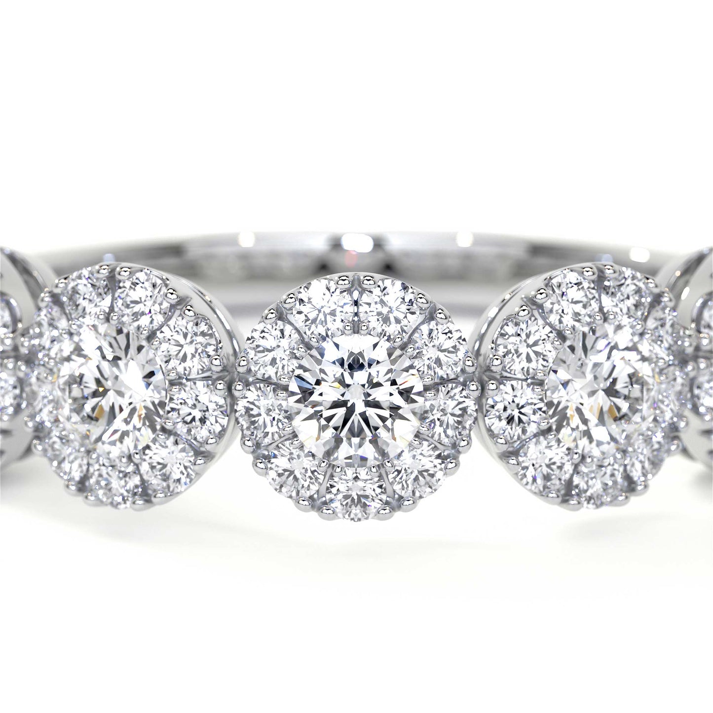 Half Eternity Diamond Ring WIth Halo