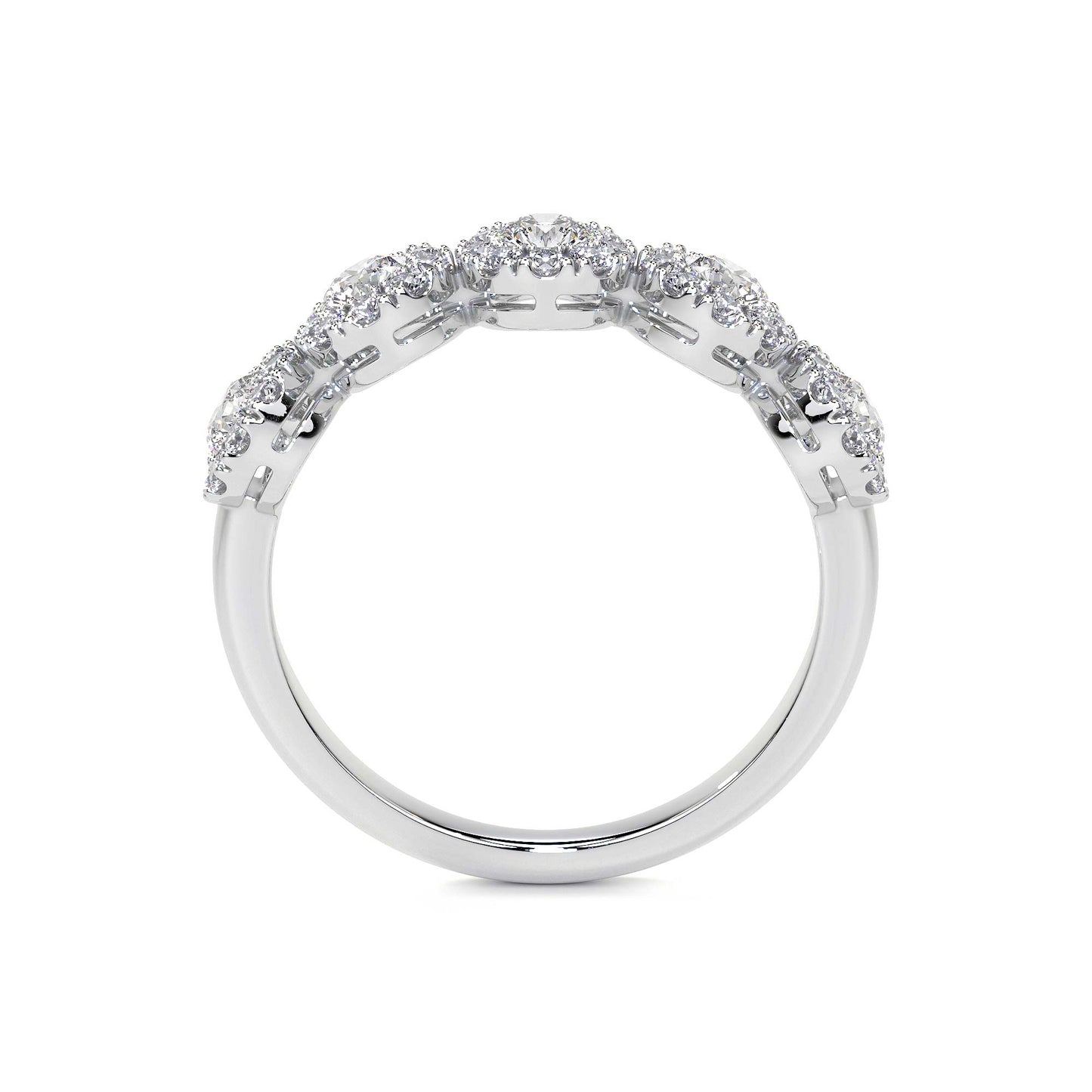 Half Eternity Diamond Ring WIth Halo