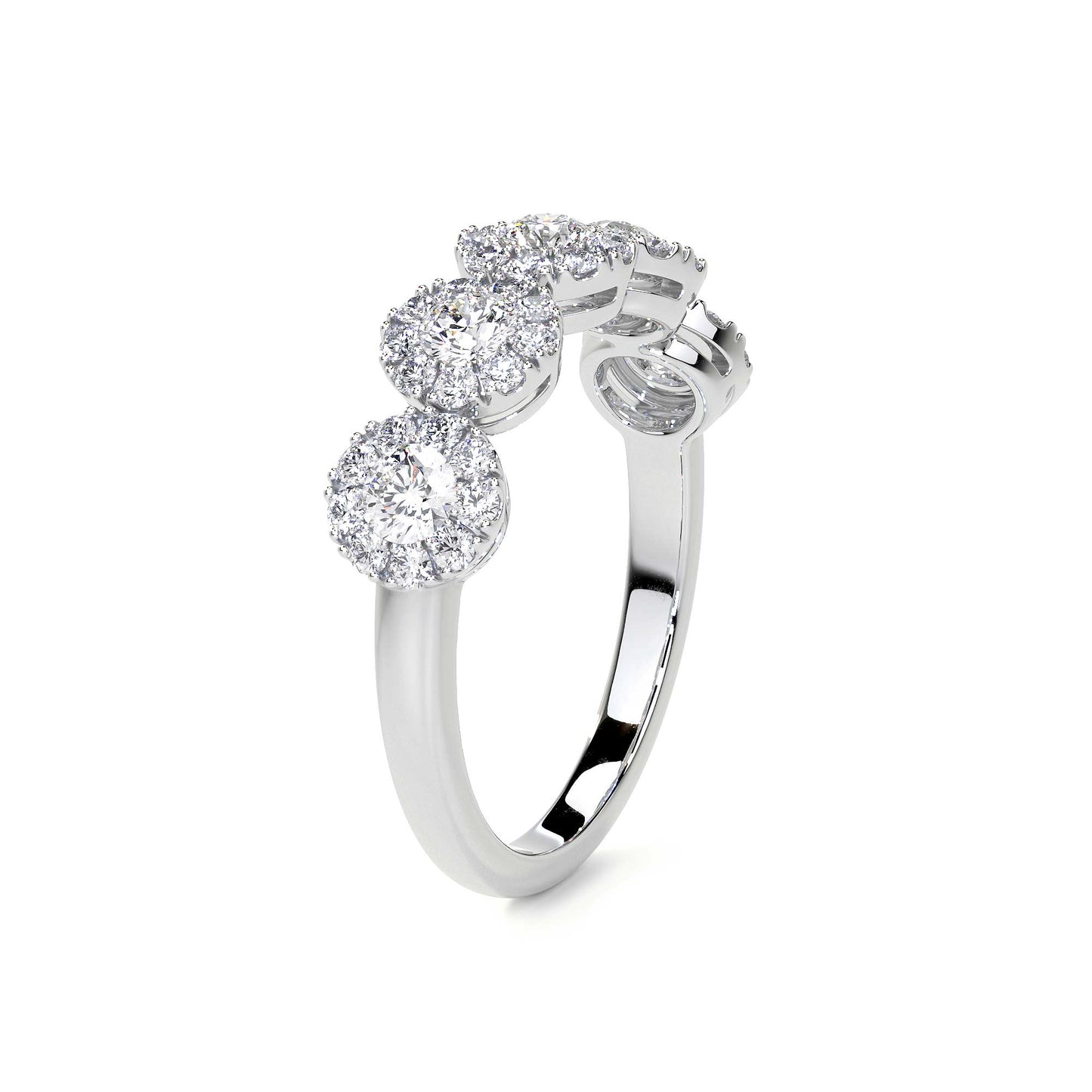 Half Eternity Diamond Ring WIth Halo