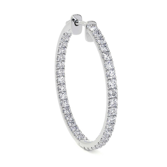 Round Diamond Hoop Earrings, X-Large