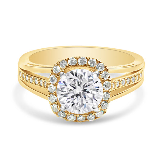 Split Shank Cushion Halo Engagement Ring