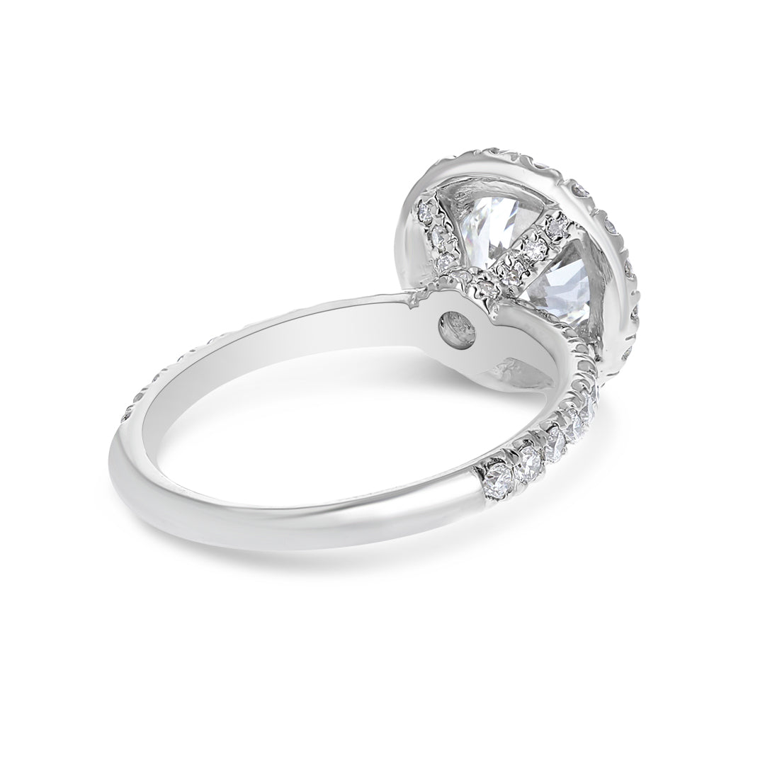 Platinum Halo Engagement Ring With Diamond Shank and Gallery