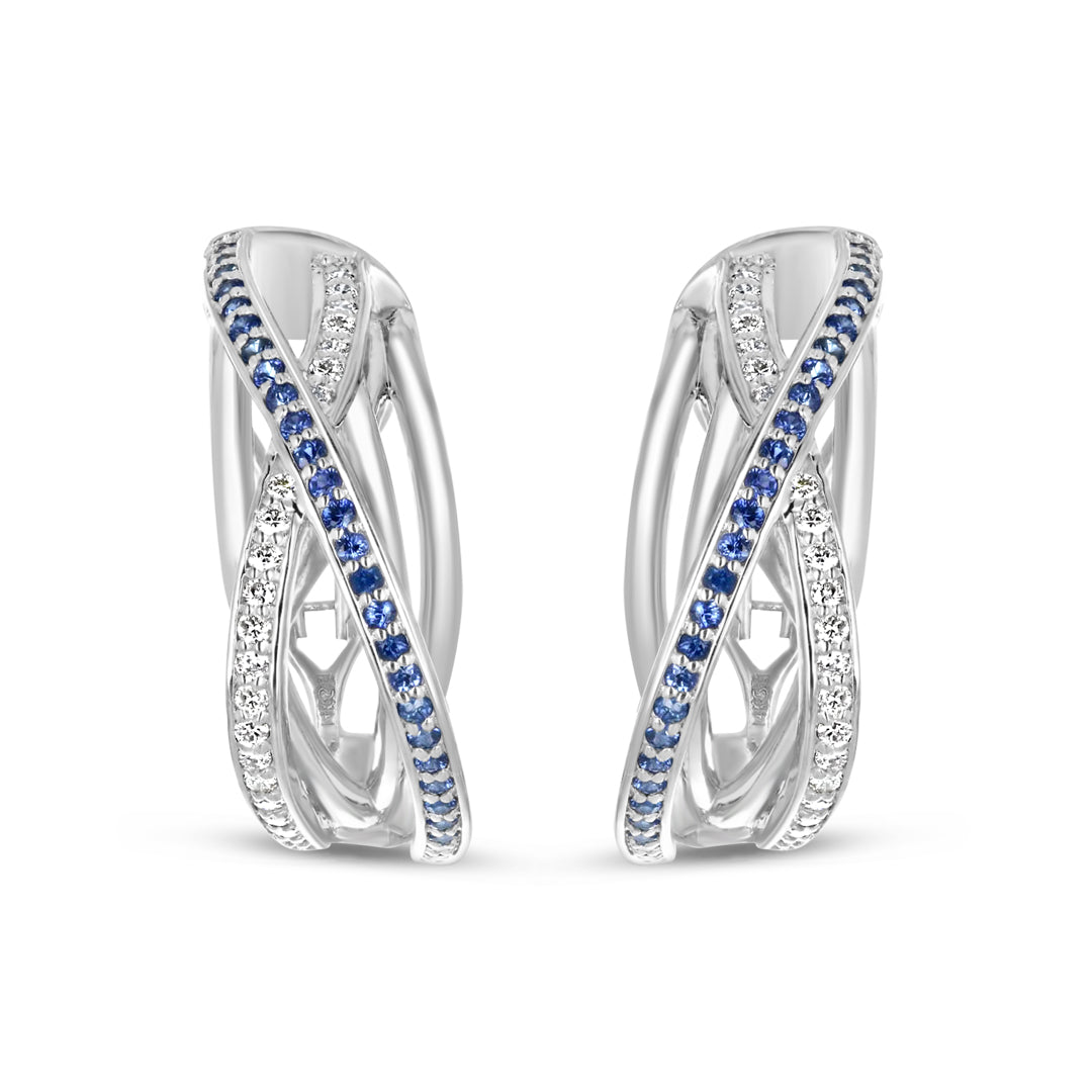 Sapphire and Diamonds Crossover Earrings