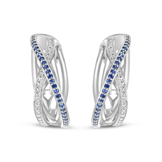 Sapphire and Diamonds Crossover Earrings
