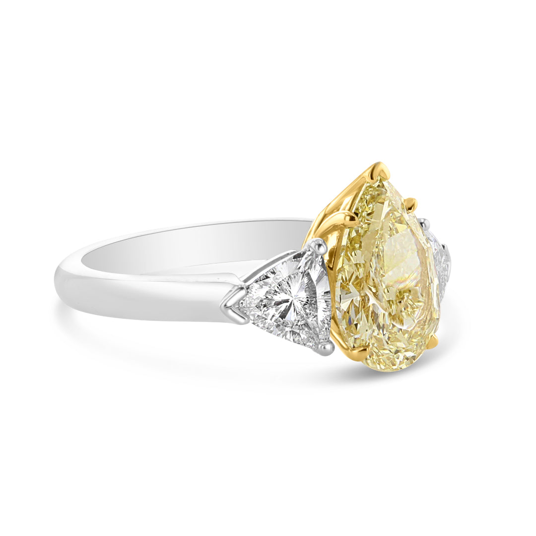 Pear Shaped Fancy Yellow Diamond Ring