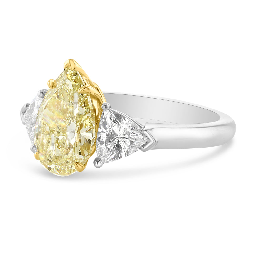 Pear Shaped Fancy Yellow Diamond Ring