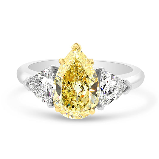 Pear Shaped Fancy Yellow Diamond Ring