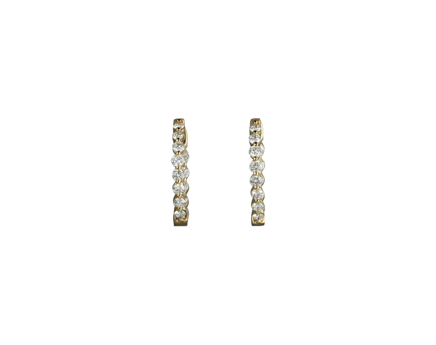 Small Diamond Hoop Earrings in Yellow Gold