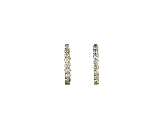 Small Diamond Hoop Earrings in Yellow Gold