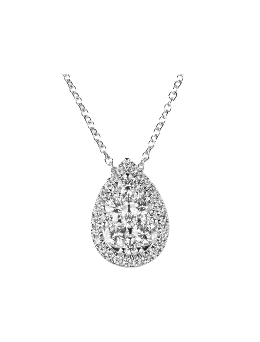 Pear Shaped Halo Diamond Necklace