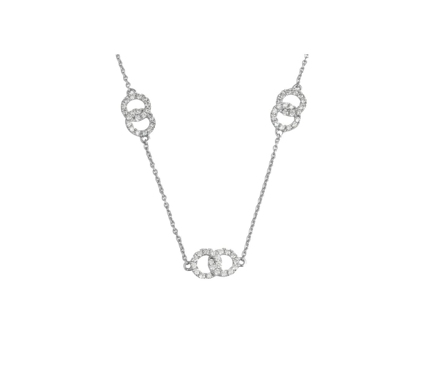 Diamond Pave Interlocking Ring Necklace