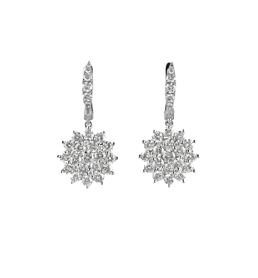 Snowflake Cluster Diamond Drop Earrings