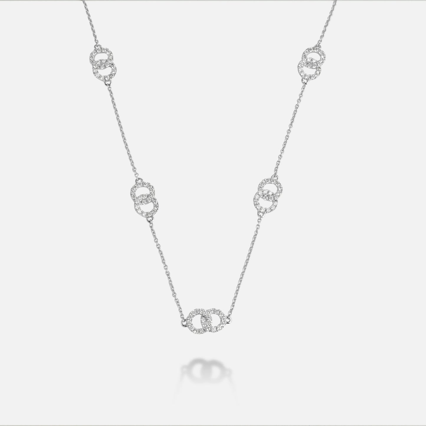 Diamond Pave Interlocking Ring Necklace