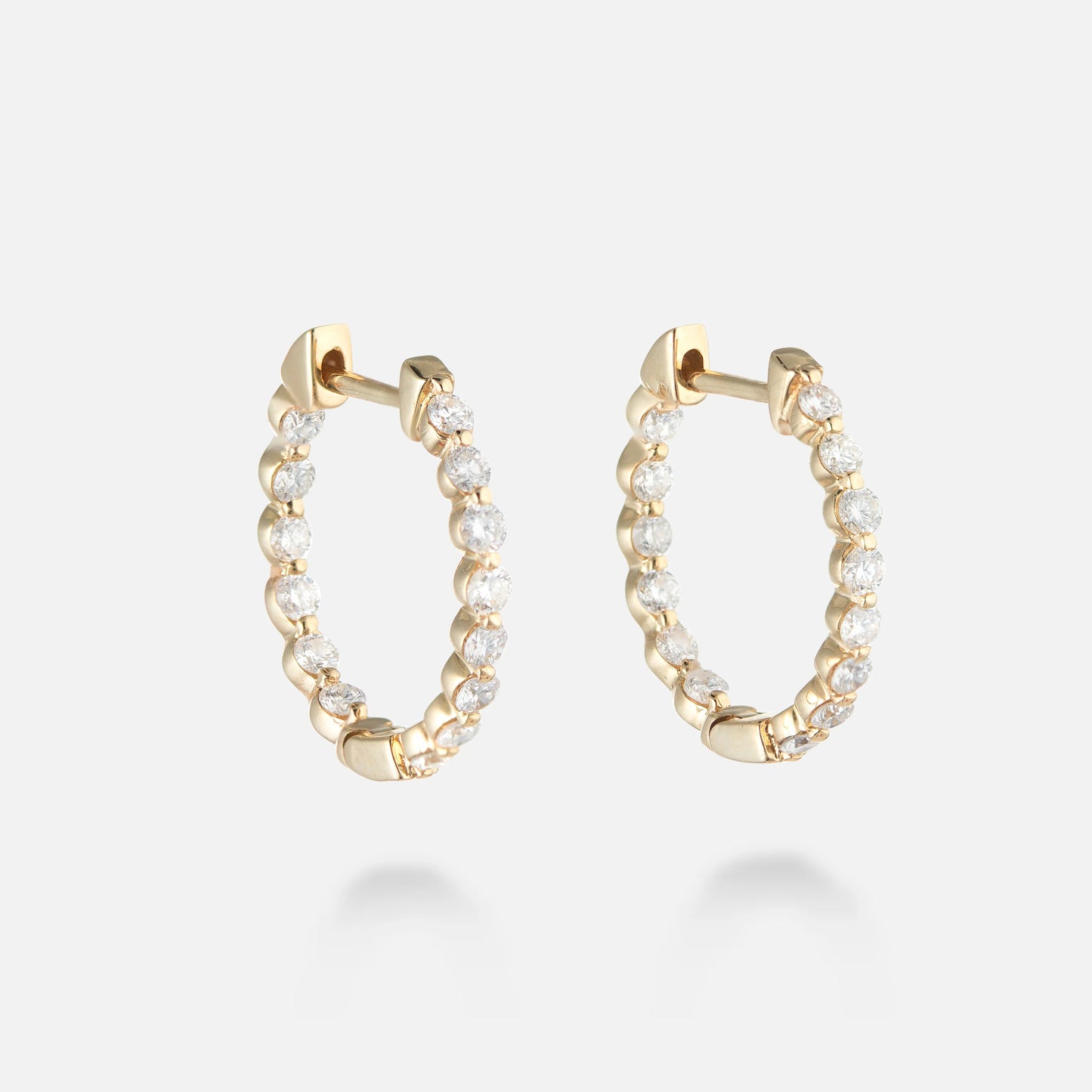 Small Diamond Hoop Earrings in Yellow Gold