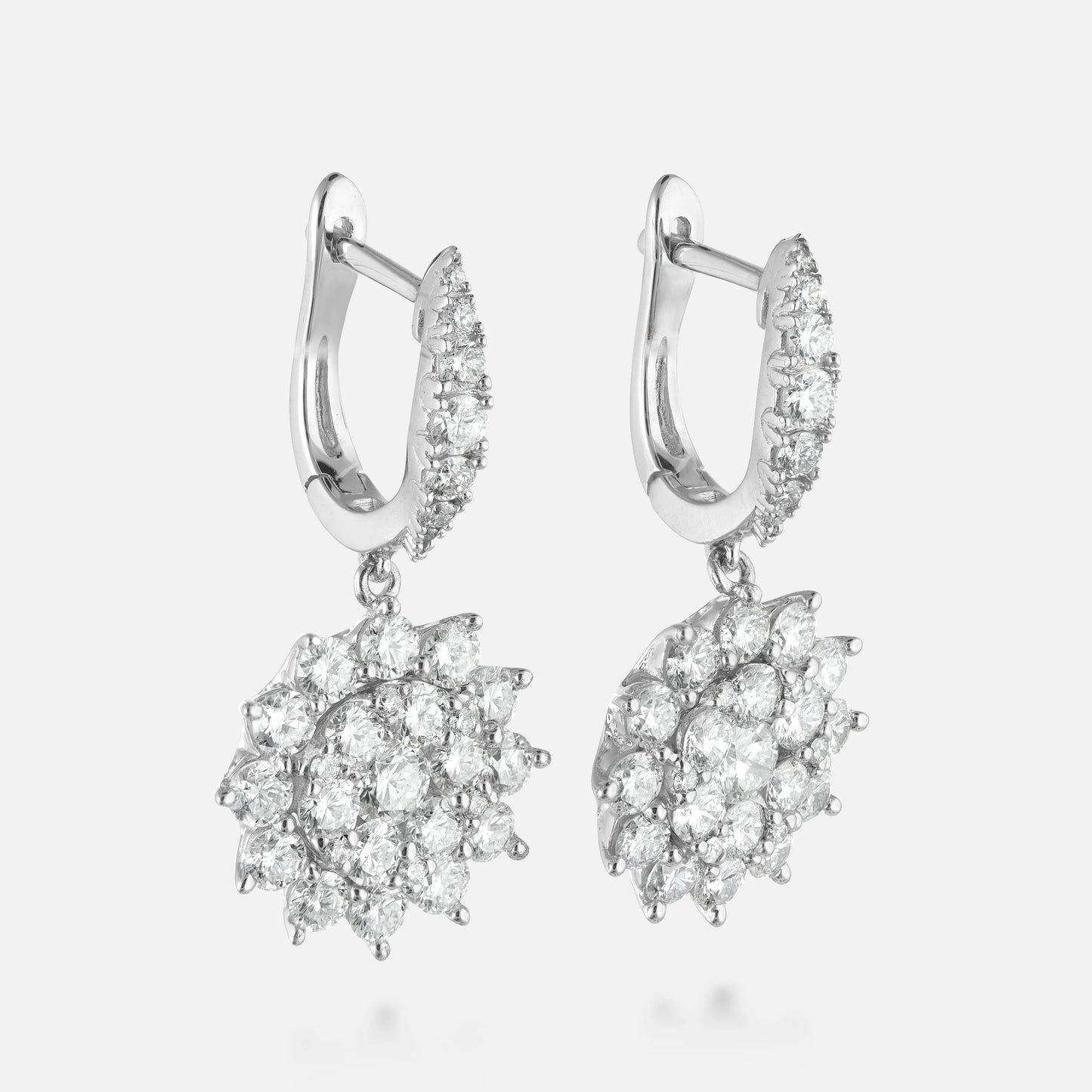 Snowflake Cluster Diamond Drop Earrings