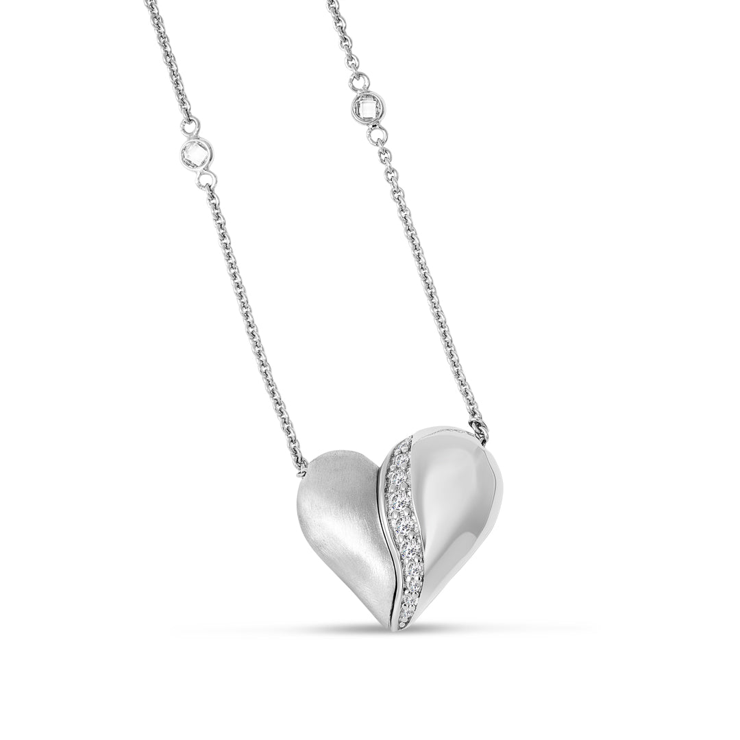 Puffed Heart Diamond Necklace