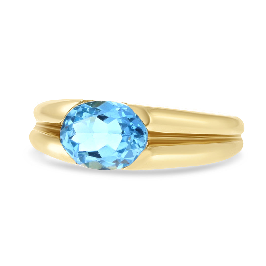 Yellow Gold Blue Topaz Ring