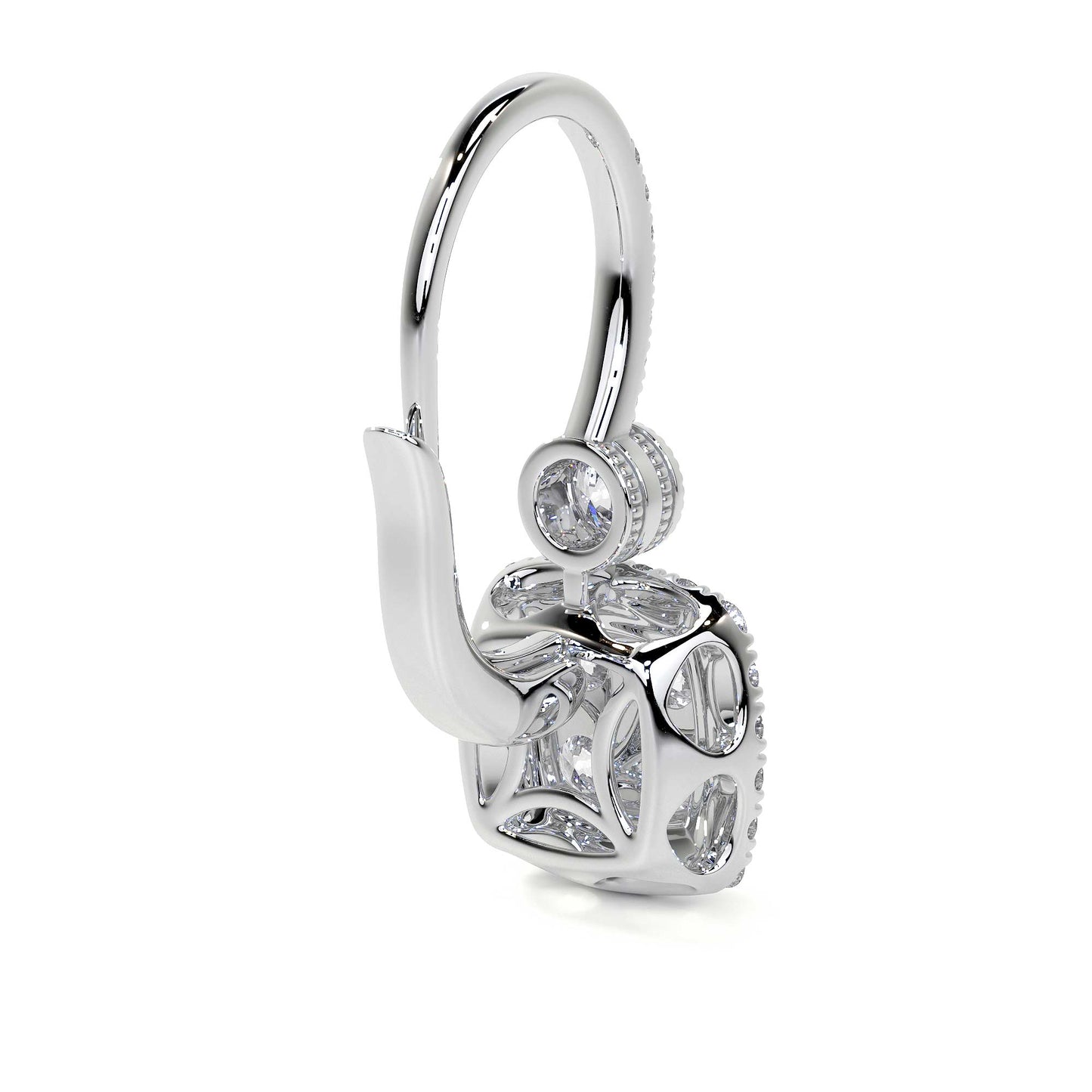 Square Drop Cluster Diamond Earrings