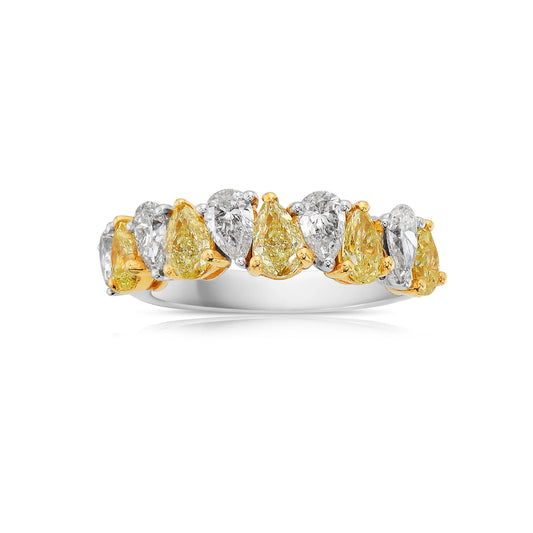 2.23 ct Yellow & White Pear Diamond Alternating Halfway Band