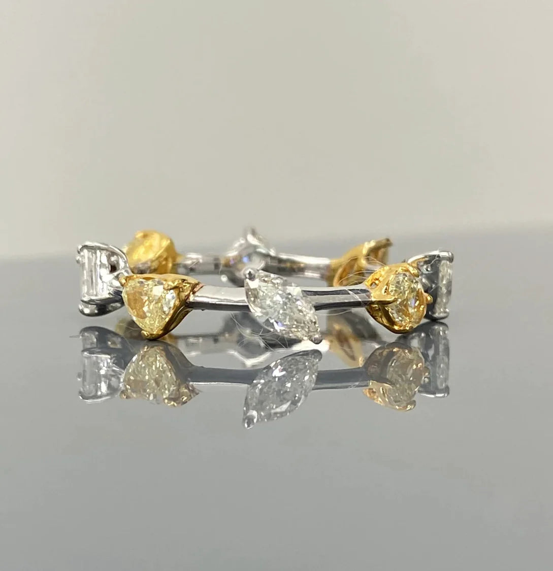 1.21 ct Yellow & White Diamond Ring