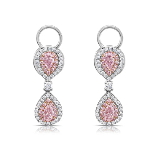 1.33 Carat Pink Pear Diamond Earrings