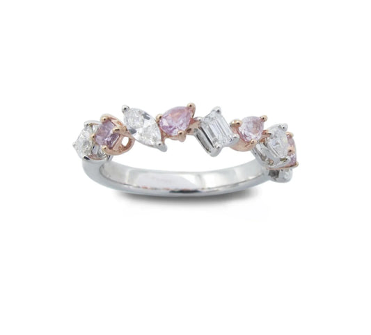 Pink & White Diamond Mixed Shape Halfway