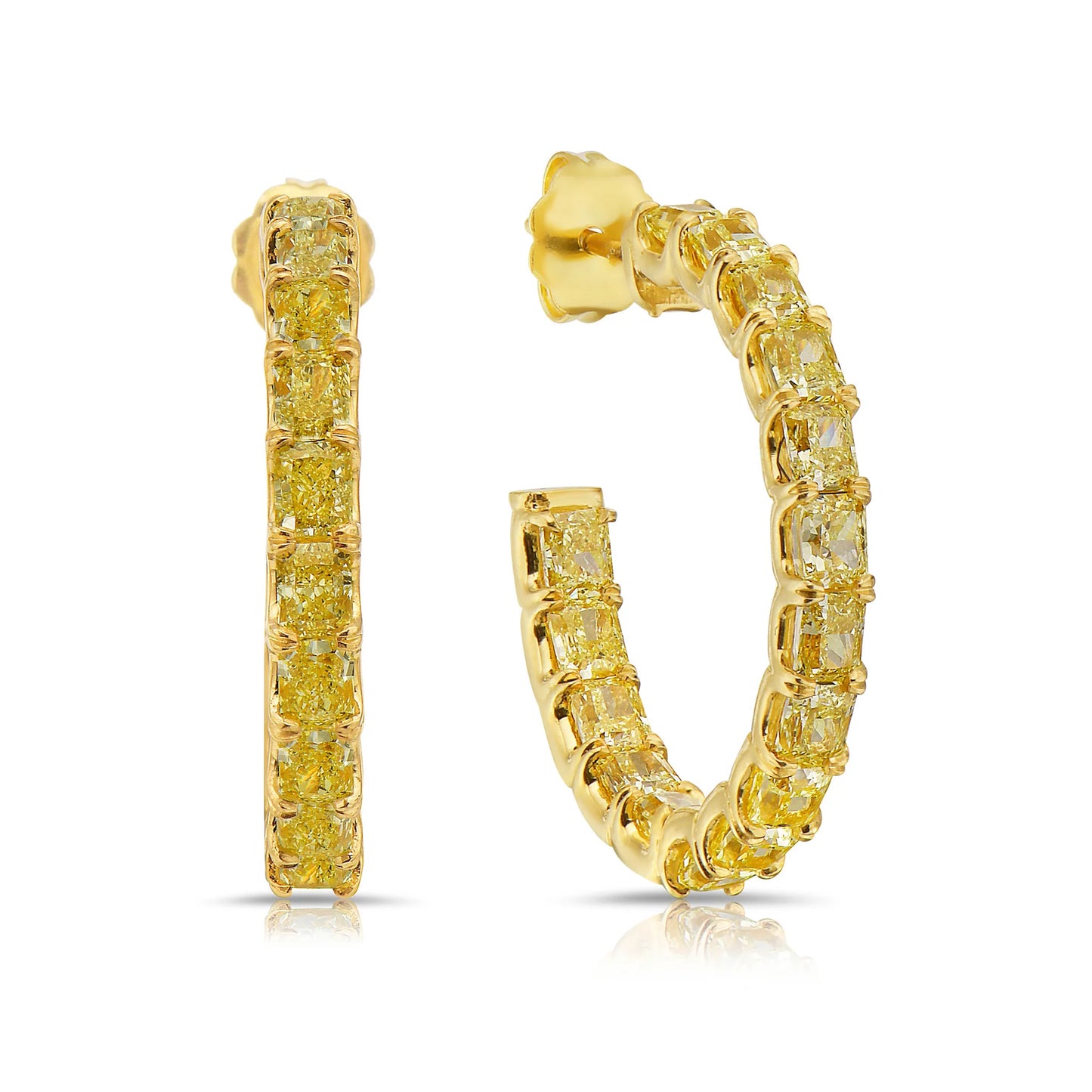 5.37 Carat Fancy Yellow Diamond Hoops