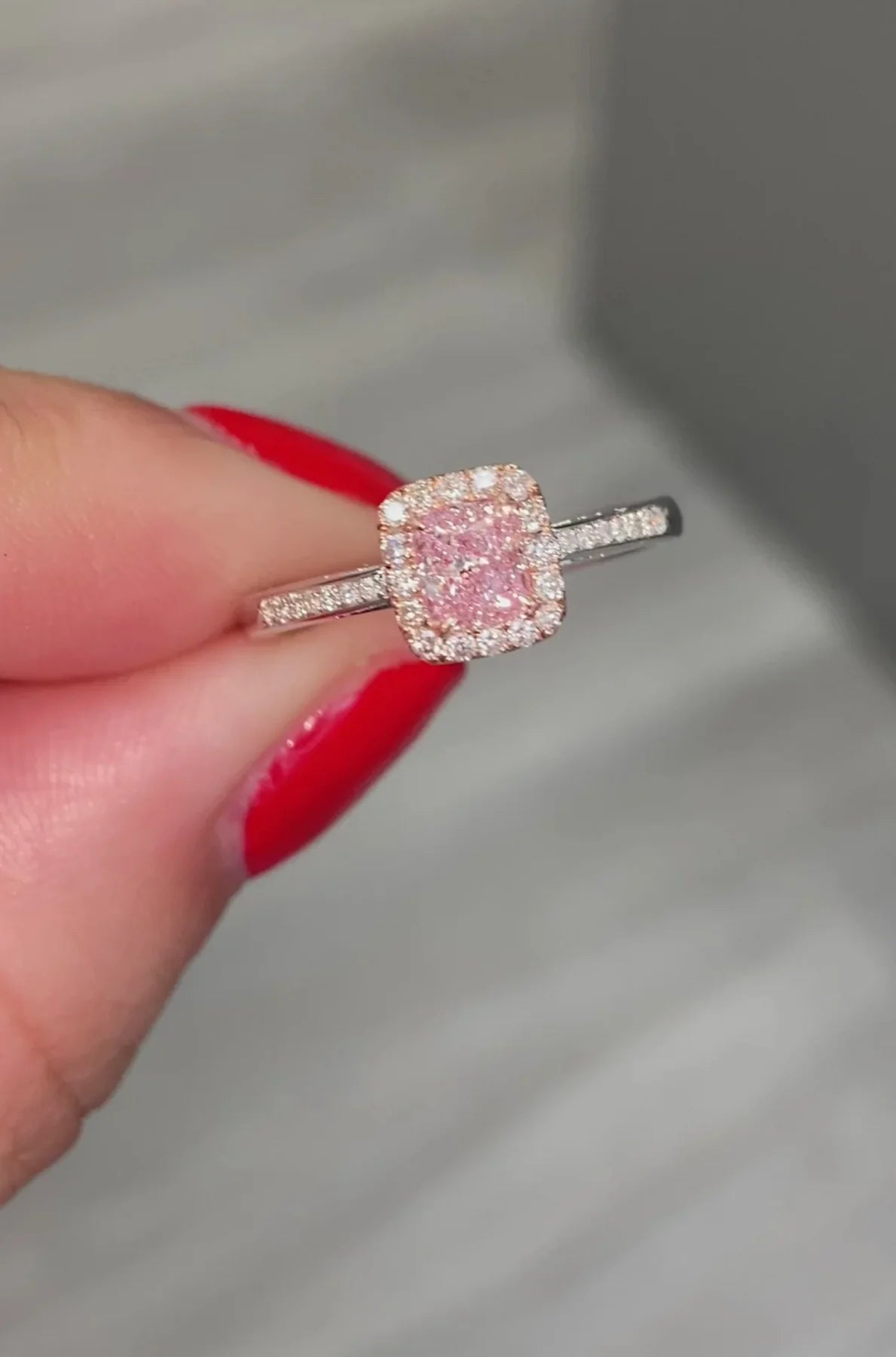 0.50 ct Cushion Pink Diamond Ring