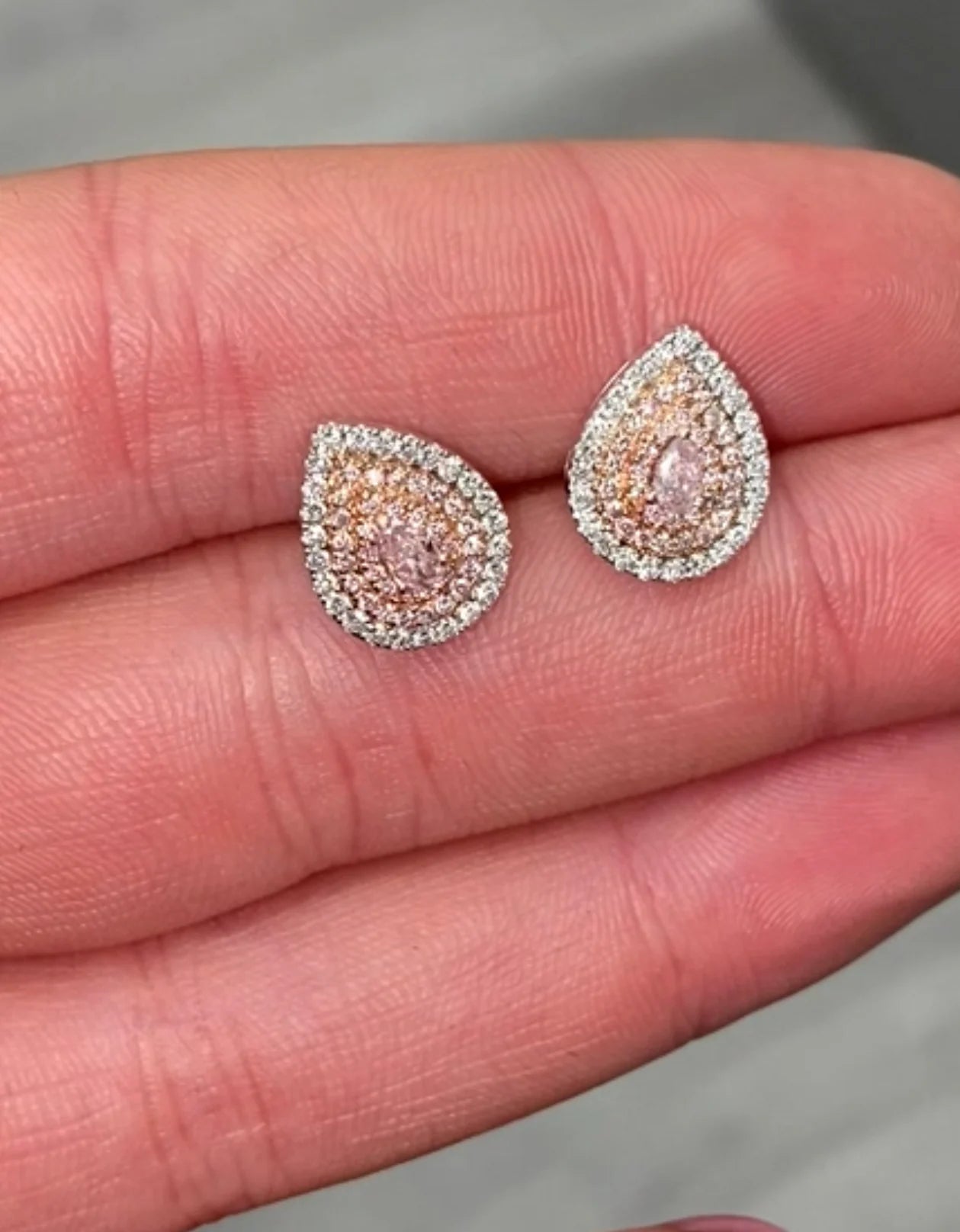 0.81 ct Pear Pink Diamond Earrings