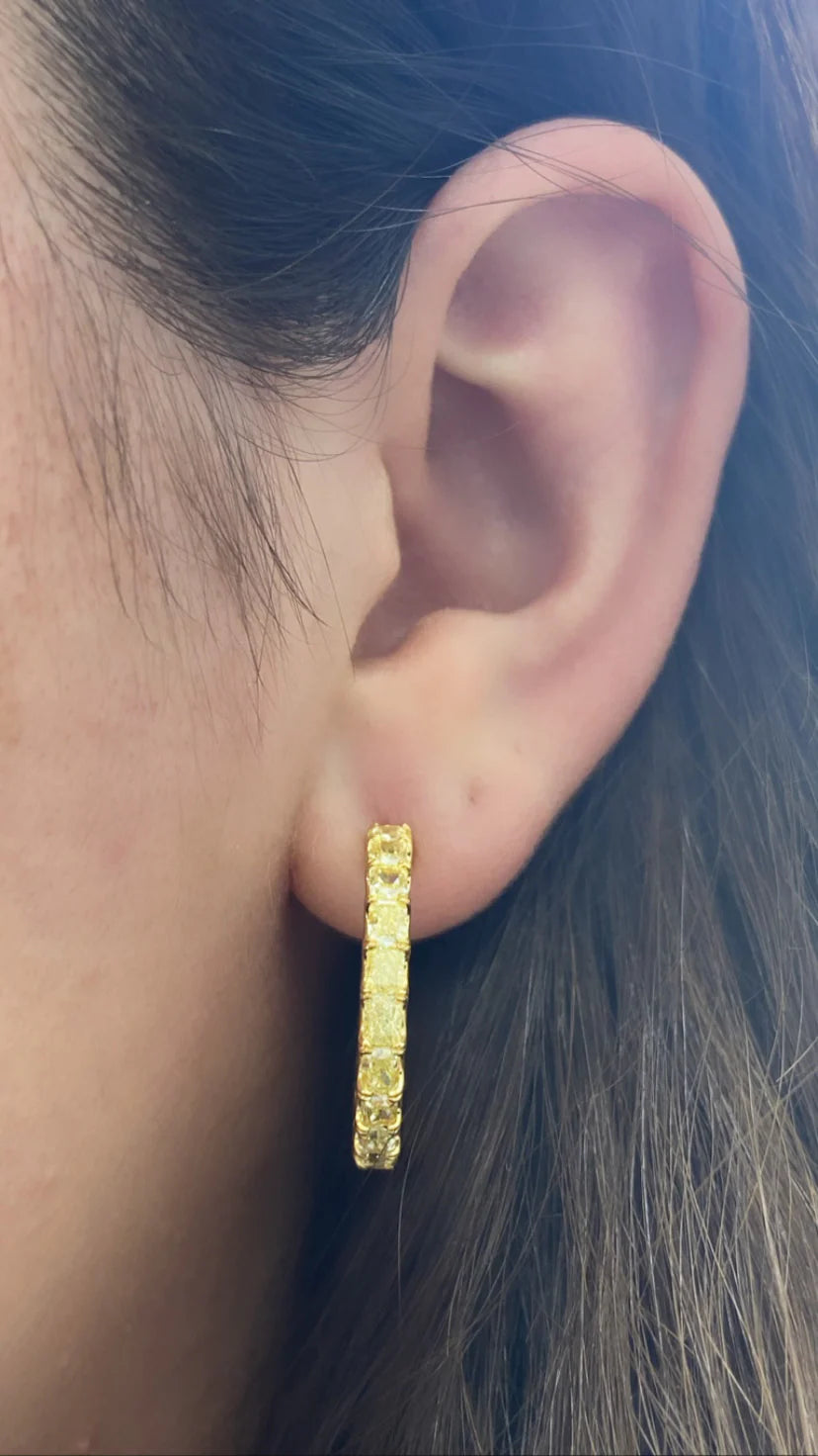 5.37 Carat Fancy Yellow Diamond Hoops