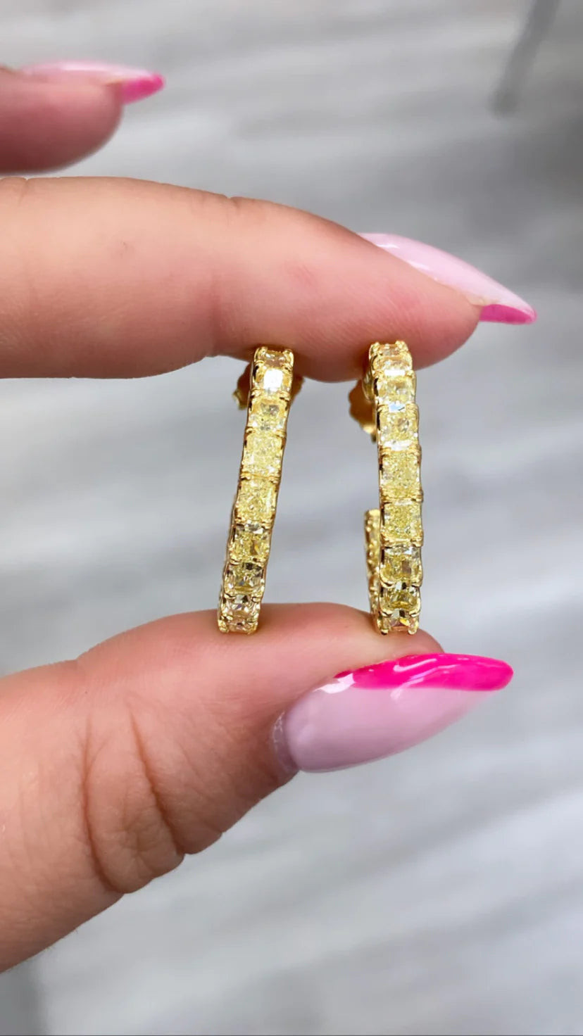 5.37 Carat Fancy Yellow Diamond Hoops