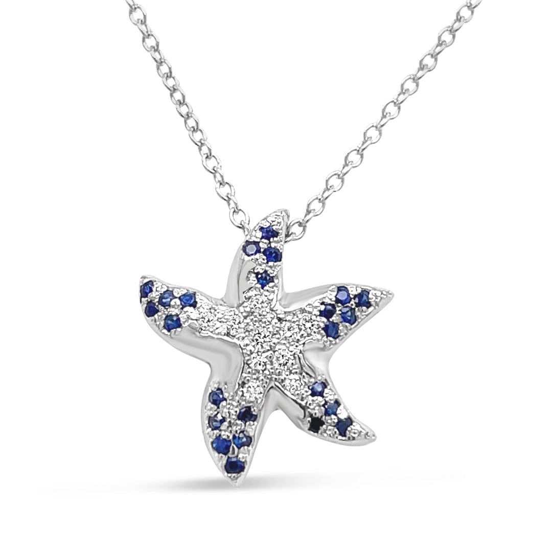 Sapphire and Diamond Starfish Necklace