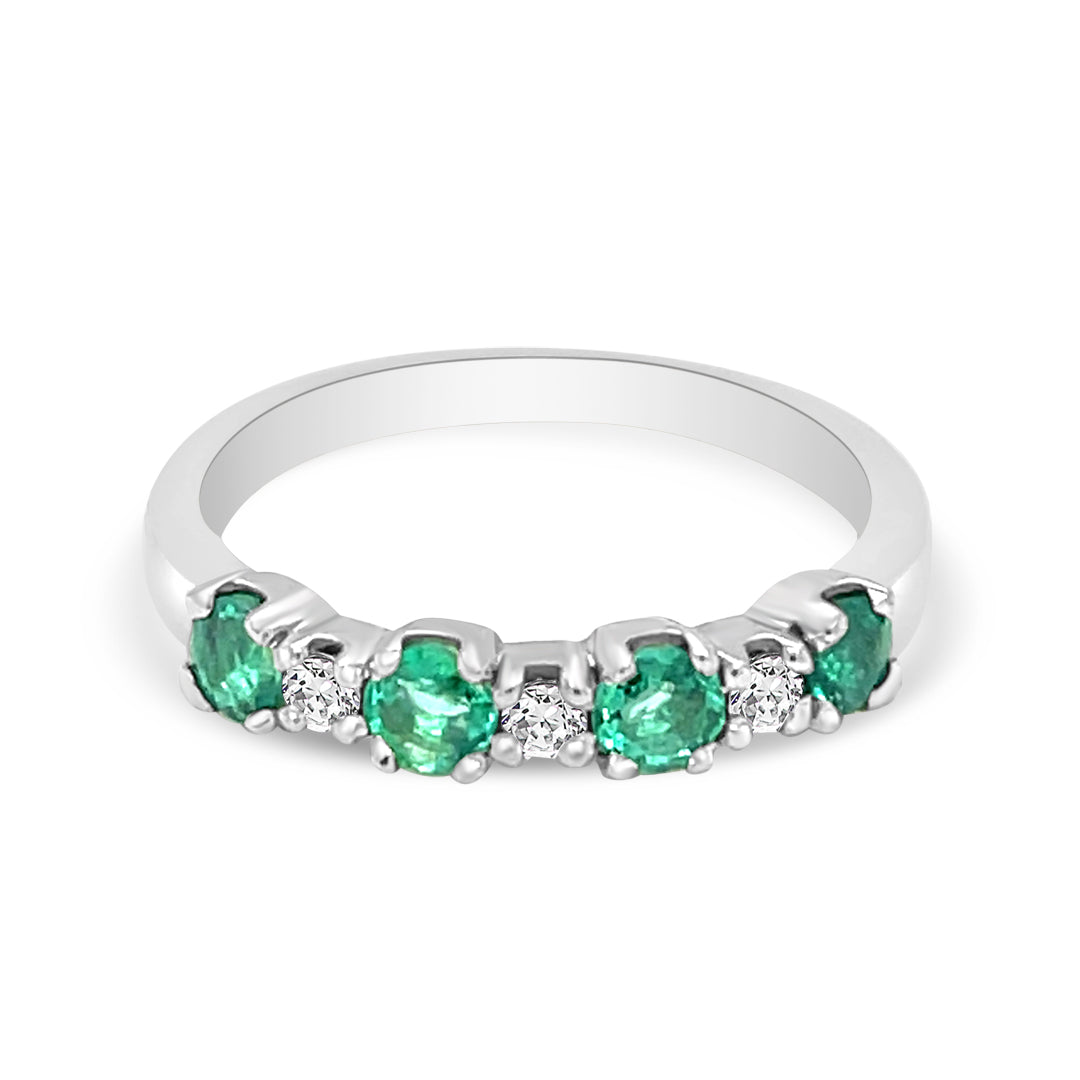Alternating Emerald and Diamond Band
