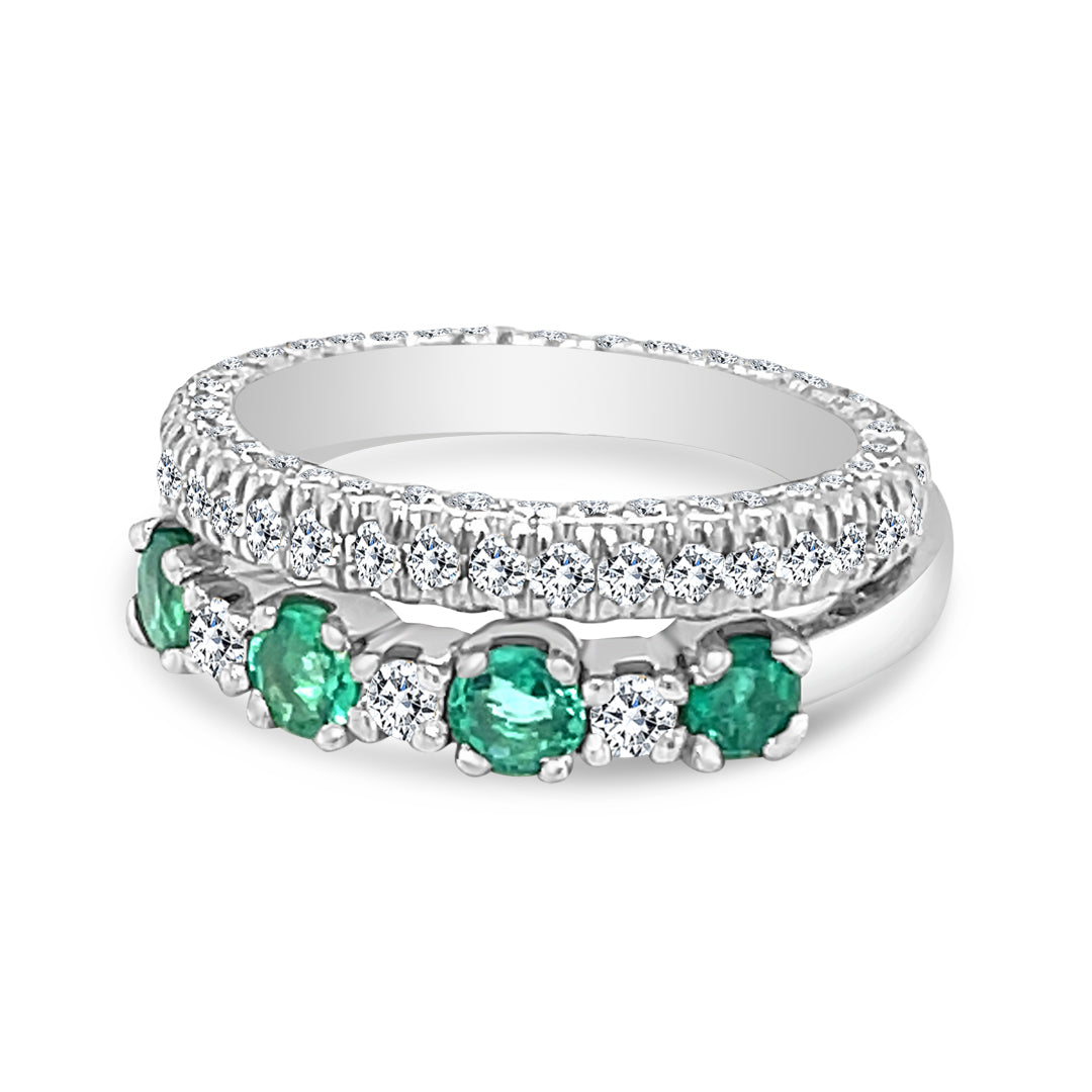 Alternating Emerald and Diamond Band
