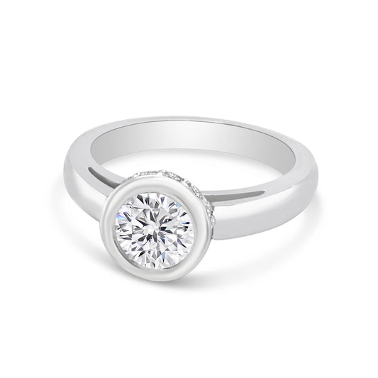 Platinum Pave Crown Bezel Engagement Ring