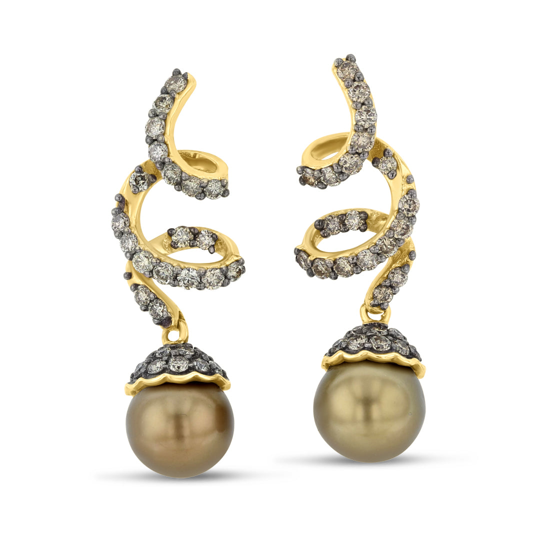 Diamond Pearl-Drop Earrings