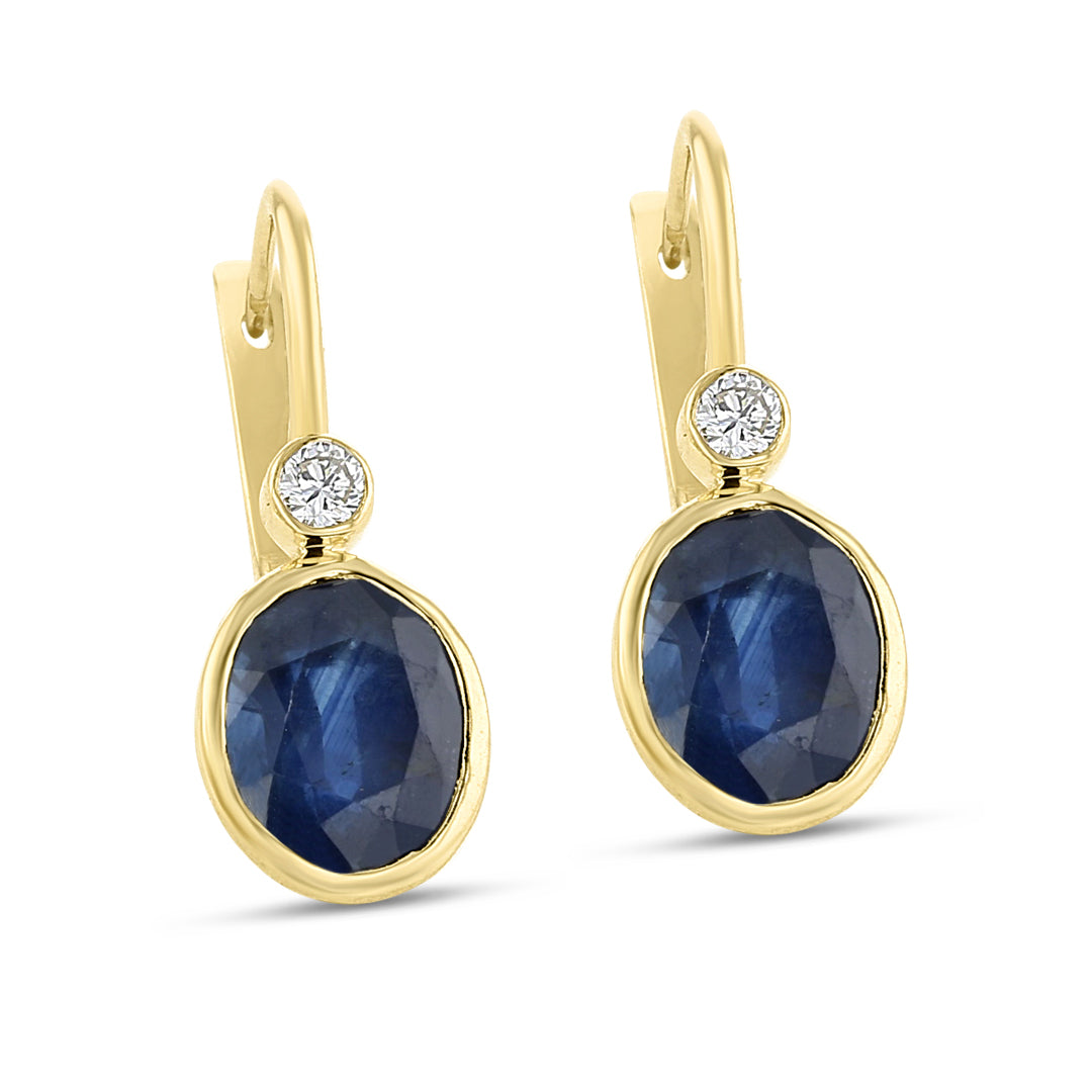 Sapphire and Diamond Drop Earrings with English Clasp