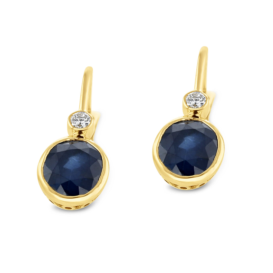 Sapphire and Diamond Drop Earrings with English Clasp