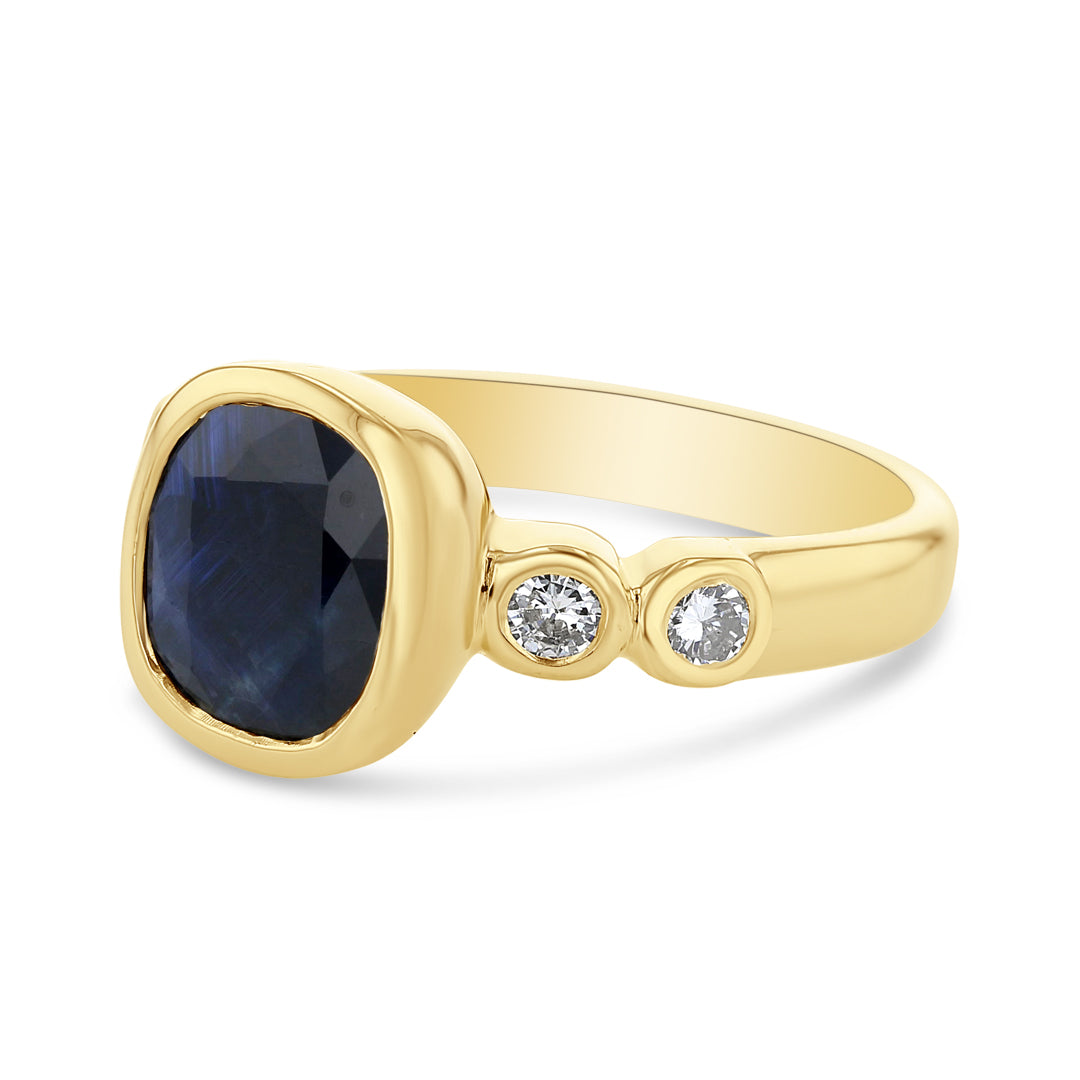 Bezel Set Sapphire and Diamonds Ring