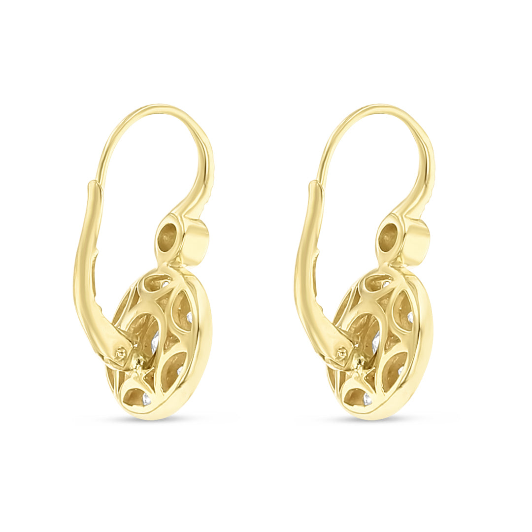 Diamond Drop Sculpted Design Bezel Set Earrings