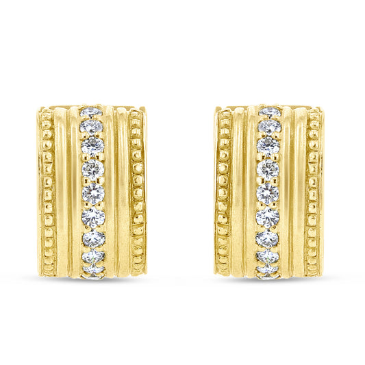 Etruscan Style Diamond Huggie Earrings
