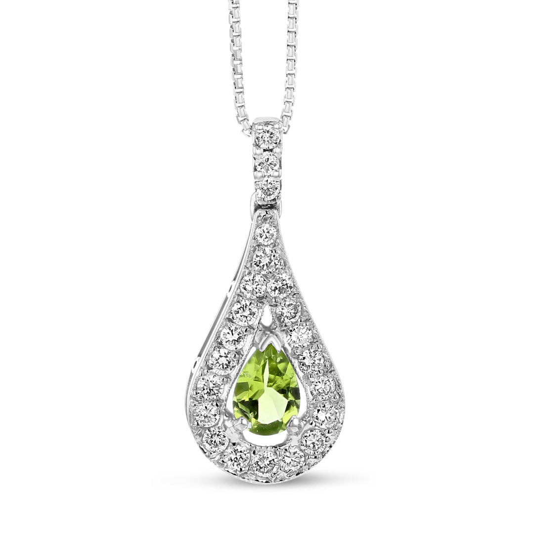 Pear Shaped Diamond and Peridot Pendant