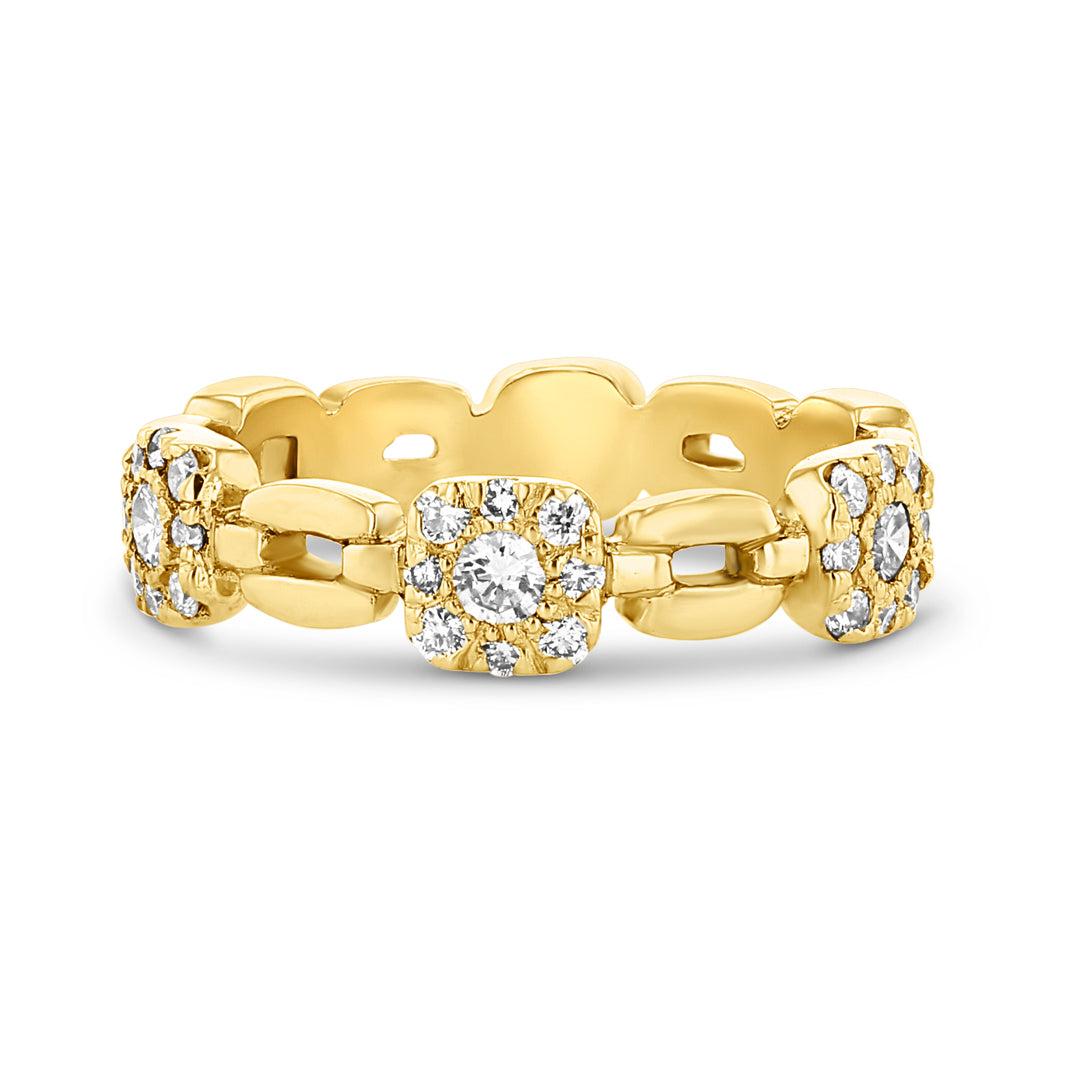 Wide Stackable Band With Alternating Diamond and Gold Sections