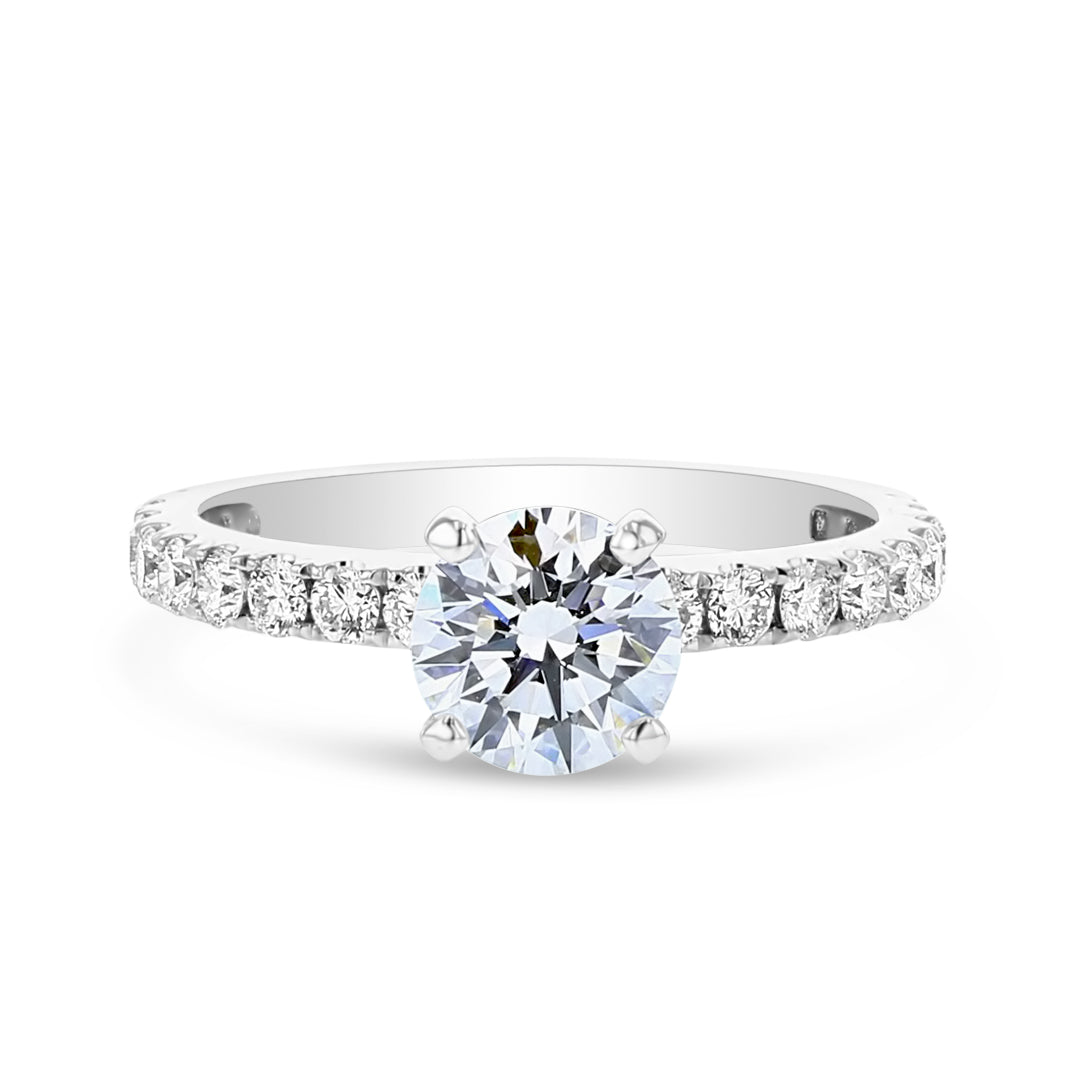 French Pavé Diamond Engagement Ring