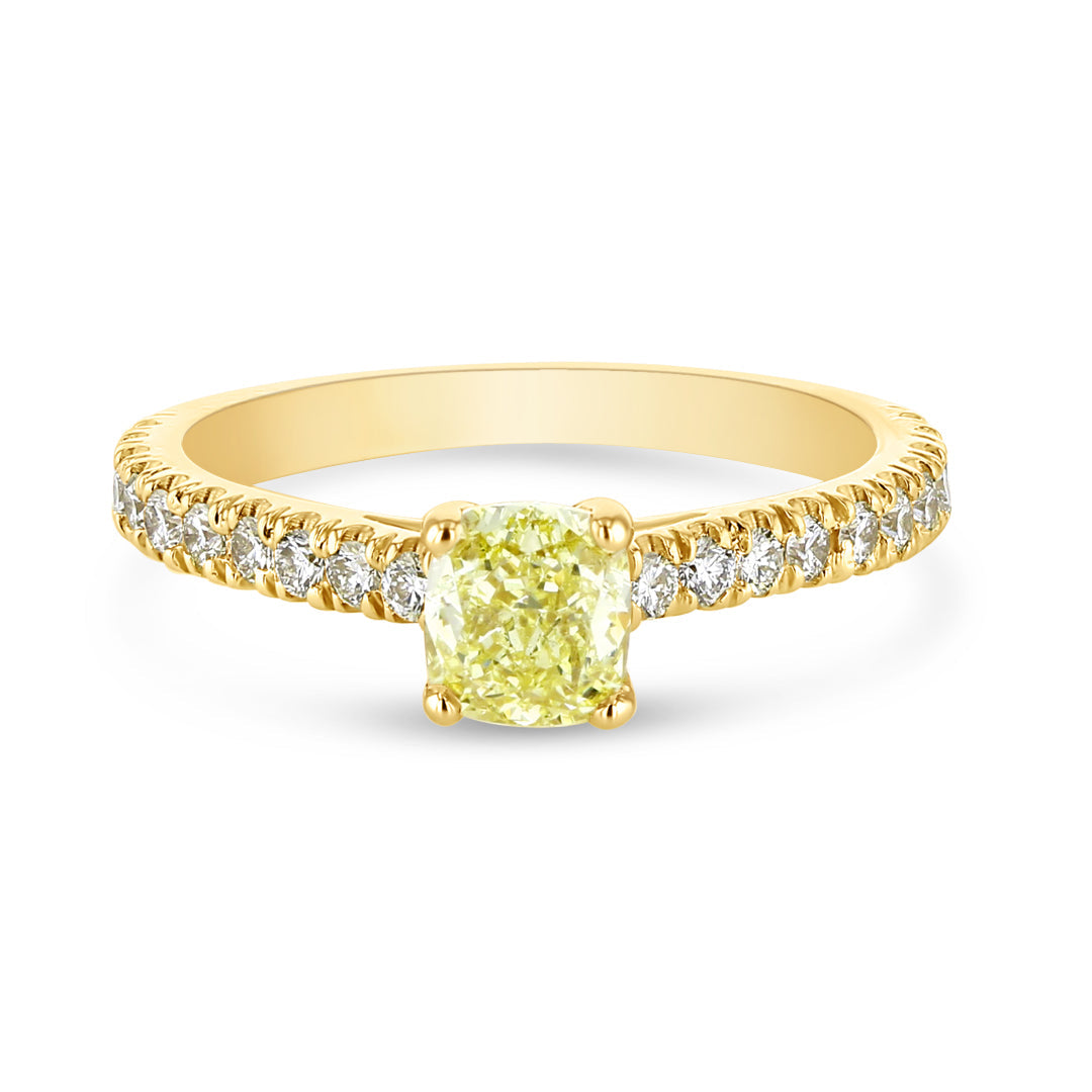 Delicate Classic Engagement Ring with Yellow Diamond