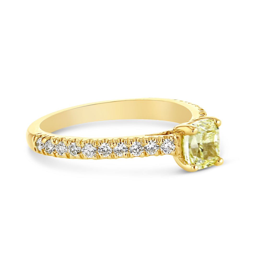 Delicate Classic Engagement Ring with Yellow Diamond