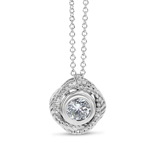 Pave and Cable Diamond Bezel Necklace