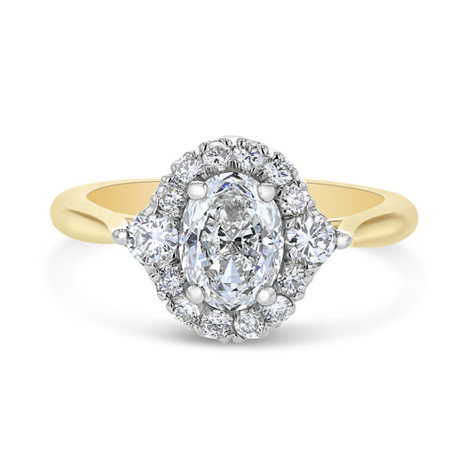 Oval Halo Two Tone Engagement Ring
