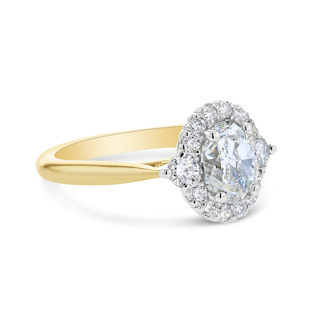 Oval Halo Two Tone Engagement Ring