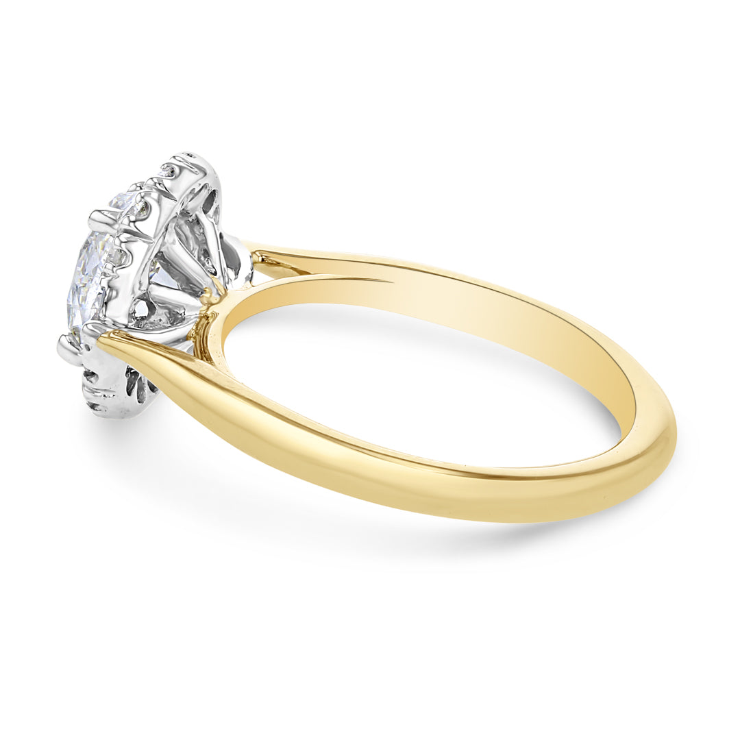 Oval Halo Two Tone Engagement Ring